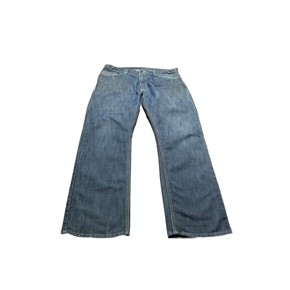 Levis 514 Jeans Men 36x32 Premium Dark Wash Raw Denim Purple Stitch Y2K (38×32)